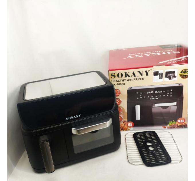 Аэрофритюрница двухкамерная Sokany SK-10060 2400W электродуховка 8,5л + аэрогриль безмасляная 4л без масла
