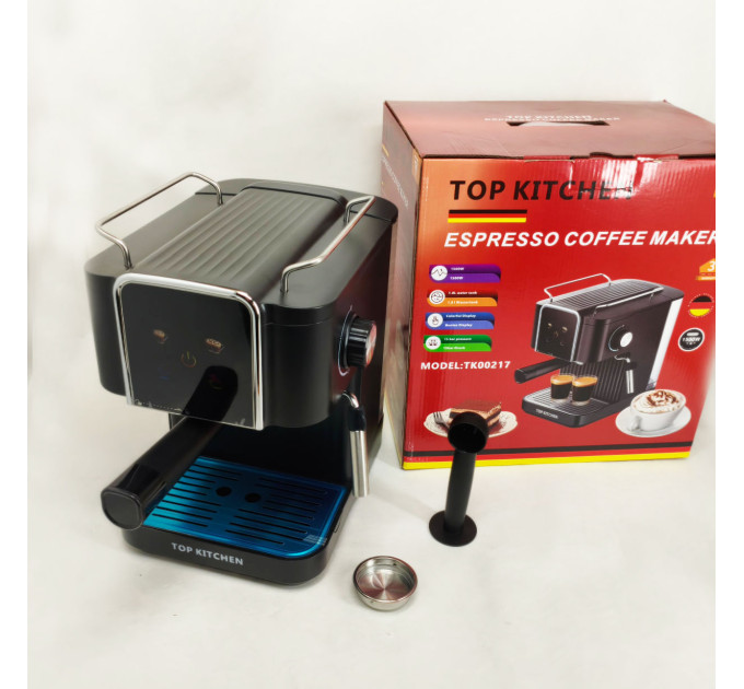 Кавоварка Top Kitchen TK00217 1500Вт 1.8л, капучинатор, кавоварка з підігрівом чашок 15 Бар