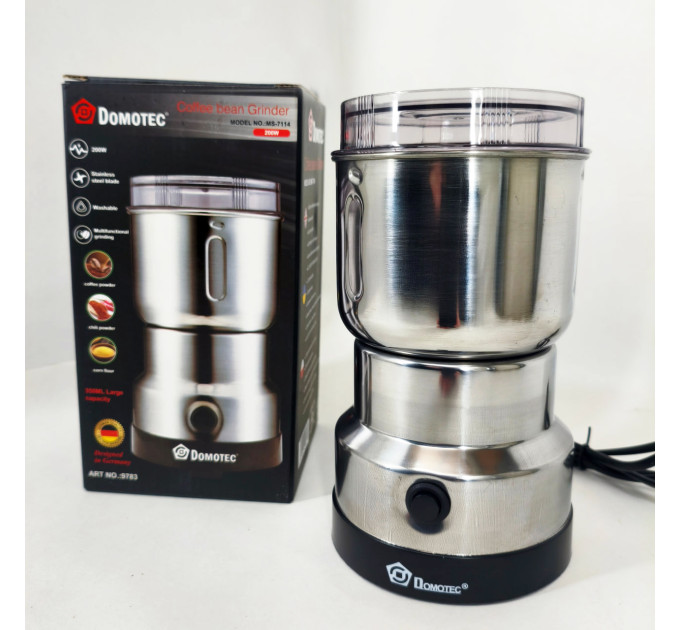 Електрична кавомолка Domotec MS 7114 200Вт ножова для кави та спецій