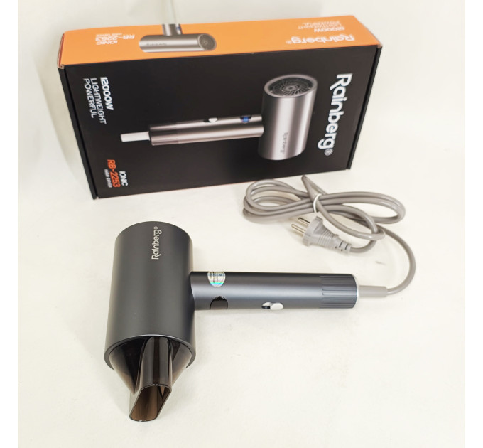 Профессиональный фен для волос с ионизацией Rainberg RB-2253 2000Вт Gray