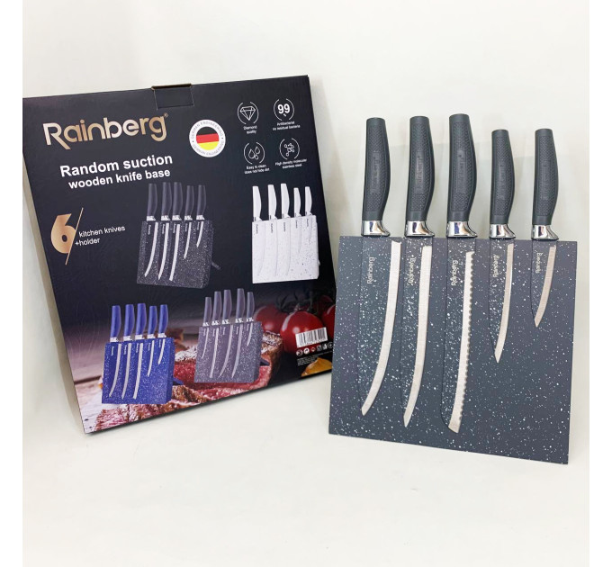 Набор ножей Rainberg RB-2322 из нержавеющей стали с магнитным основанием Gray