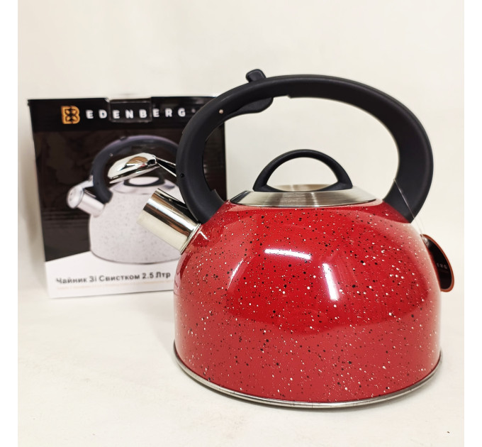 Чайник із свистком Edenberg EB-1440 з мармуровим покриттям 2.5л Red