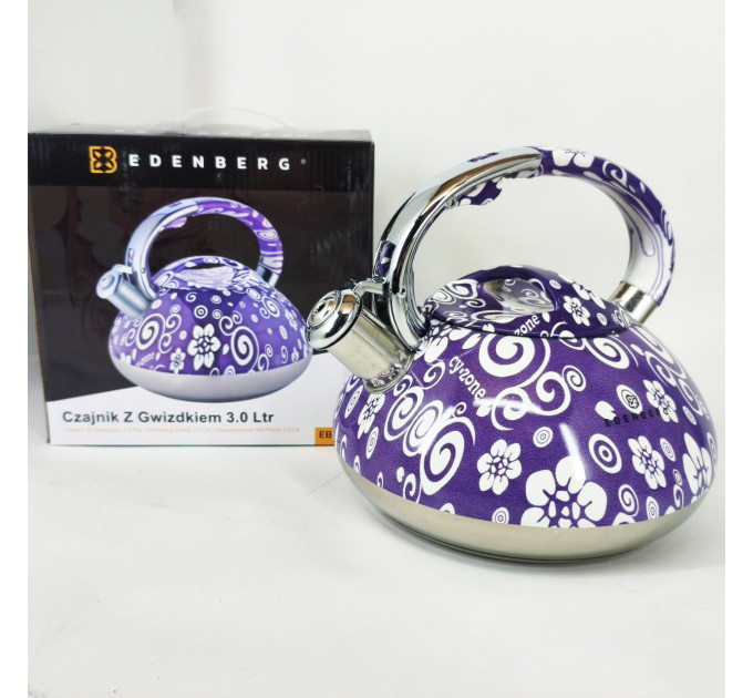 Чайник со свистком Edenberg EB-1959 3л с капсульным дном Purple