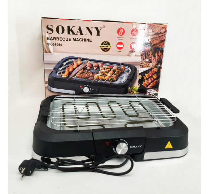Барбекю электрический гриль Sokany SK-07054 2000Вт настольный бездымный для приготовления мяса и овощей