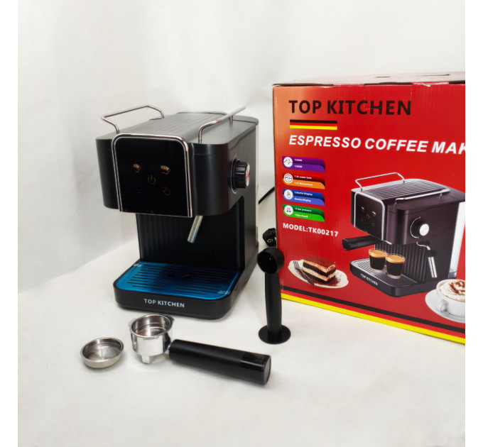 Кавоварка Top Kitchen TK00217 1500Вт 1.8л, капучинатор, кавоварка з підігрівом чашок 15 Бар