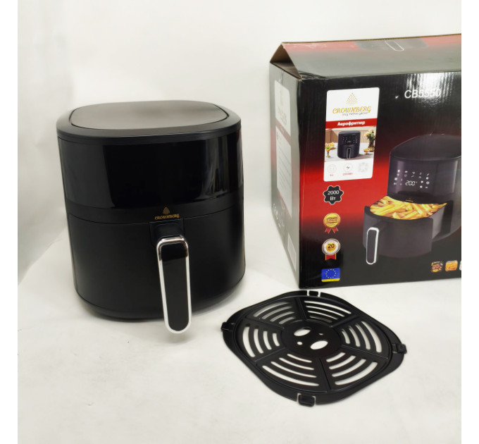 Аэрофритюрница без масла Crownberg CB-5550 2000Вт мультипечь с антипригарной чашей 5л и сенсорная