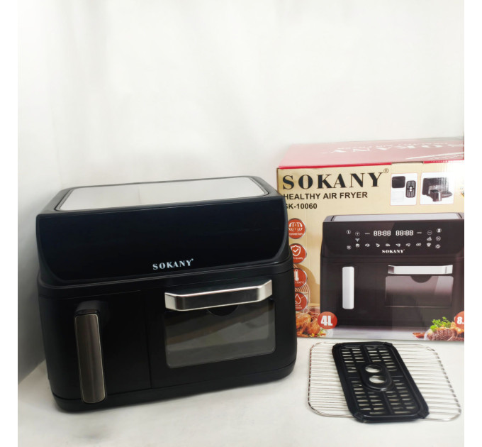 Аэрофритюрница двухкамерная Sokany SK-10060 2400W электродуховка 8,5л + аэрогриль безмасляная 4л без масла