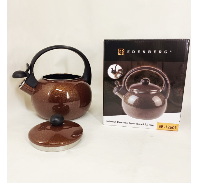 Емальований чайник Edenberg EB-12609 2.2л зі свистком Brown