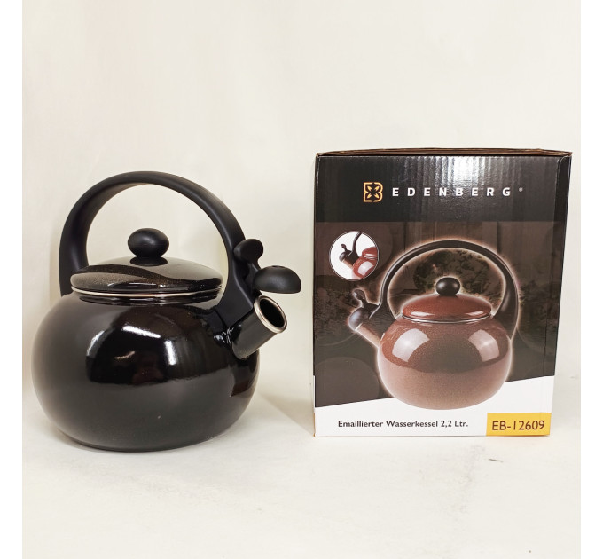 Емальований чайник Edenberg EB-12609 2.2л зі свистком Black