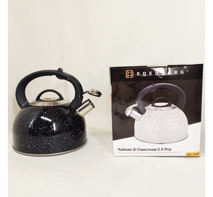Чайник із свистком Edenberg EB-1440 з мармуровим покриттям 3л Black
