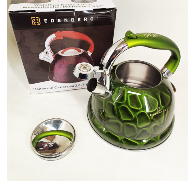 Чайник зі свистком Edenberg EB-1910 з турбо індукційним дном 3л Green