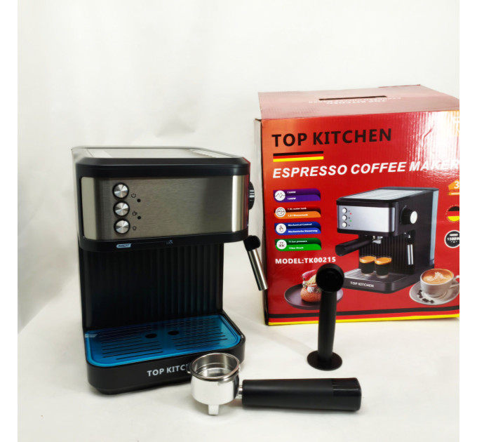Кавоварка Еспресо Top Kitchen TK00215 ріжкова 1500Вт 1,8л 1-3 чашки еспресо 15 Бар