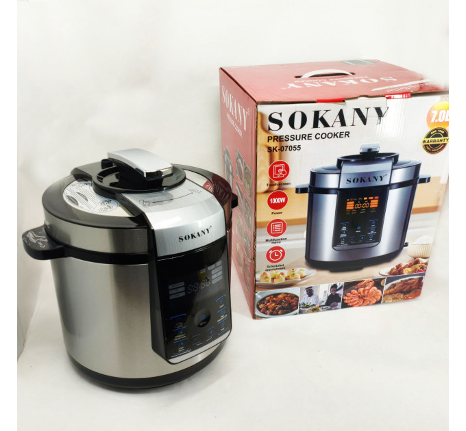 Мультиварка-скороварка-пароварка Sokany SK-07055 7л 3 в 1 Електрична з таймером 1000Вт