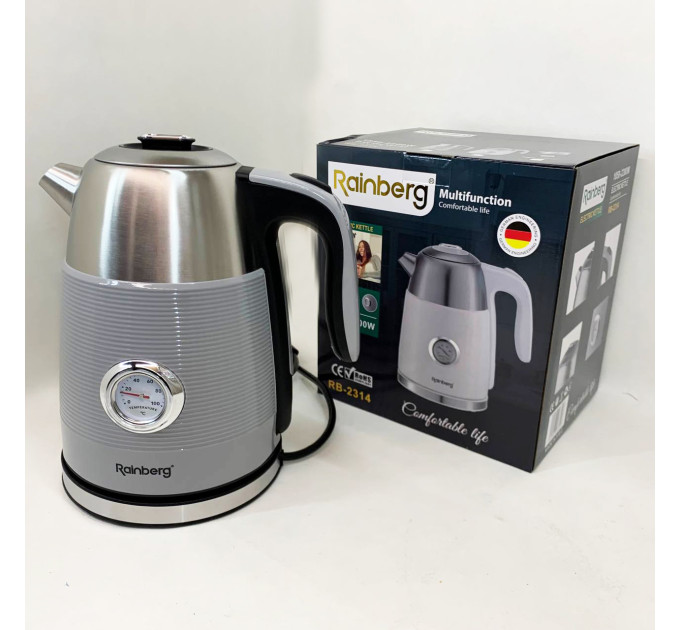 Чайник електричний із датчиком температури Rainberg RB-2314 2200Вт 1.7л Gray