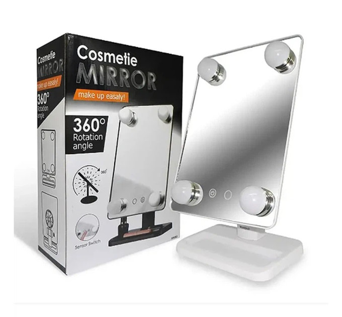 Настольное зеркало для макіяжа Cosmetie mirror 360 Rotation Angel с подсветкой White