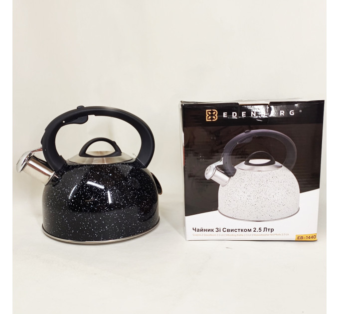 Чайник із свистком Edenberg EB-1440 з мармуровим покриттям 3л Black