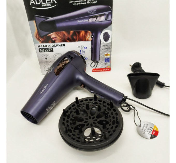 Фен з втягуючим шнуром Adler AD 2273 2400Вт