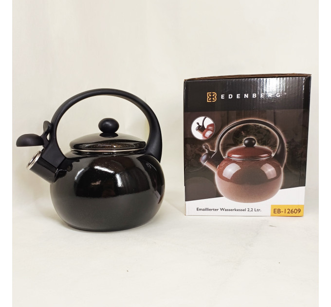 Емальований чайник Edenberg EB-12609 2.2л зі свистком Black