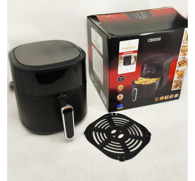 Аэрофритюрница без масла Crownberg CB-5550 2000Вт мультипечь с антипригарной чашей 5л и сенсорная
