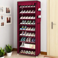 Шафа тканинна з полицями для одягу та взуття (58x30x158 см) Red