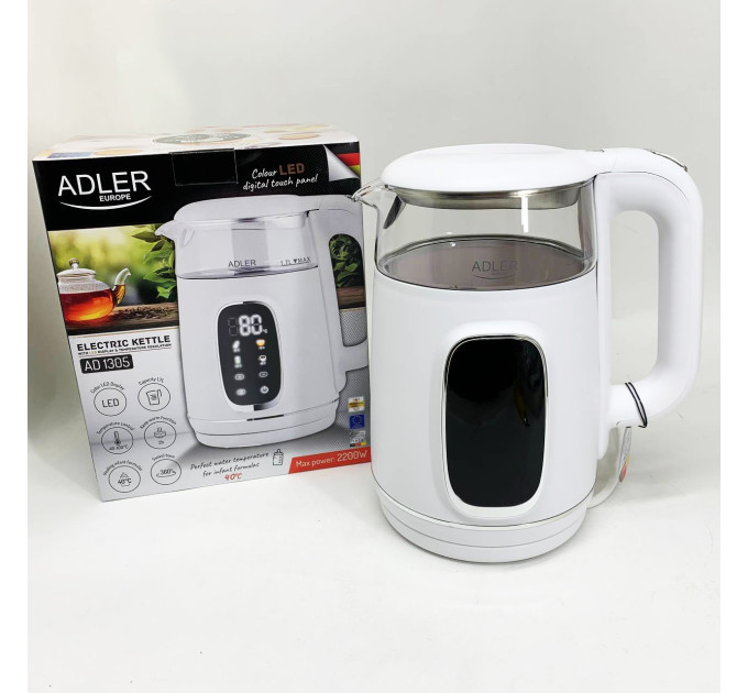 Чайник електричний Adler AD 1305 1.7Л 2200Вт White Silver