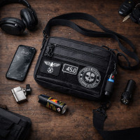 Тактическая сумка для патчей Cordura 600D — 5 карманов, мессенджер черный из ткани