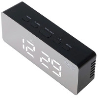 Настільний годинник-будильник Adler AD 1189 Black з термометром, LED-підсвіткою та USB-живленням