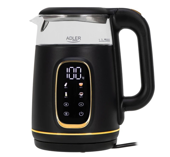 Чайник Adler AD 1305 з регулюванням температури 1.7Л 2200Вт Black Gold