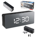 Настільний годинник-будильник Adler AD 1189 Black з термометром, LED-підсвіткою та USB-живленням