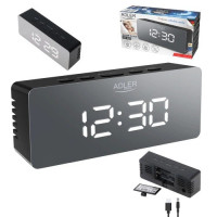 Настольные часы-будильник Adler AD 1189 Black с термометром, LED-подсветкой и USB-питанием