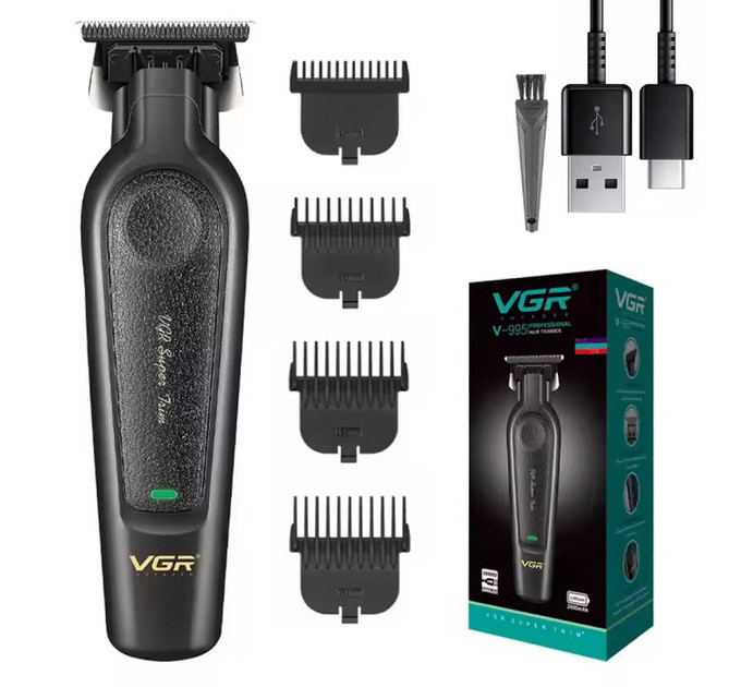 Аккумуляторная машинка для стрижки VGR V-995 + 4 насадки, 2000 мАч, USB