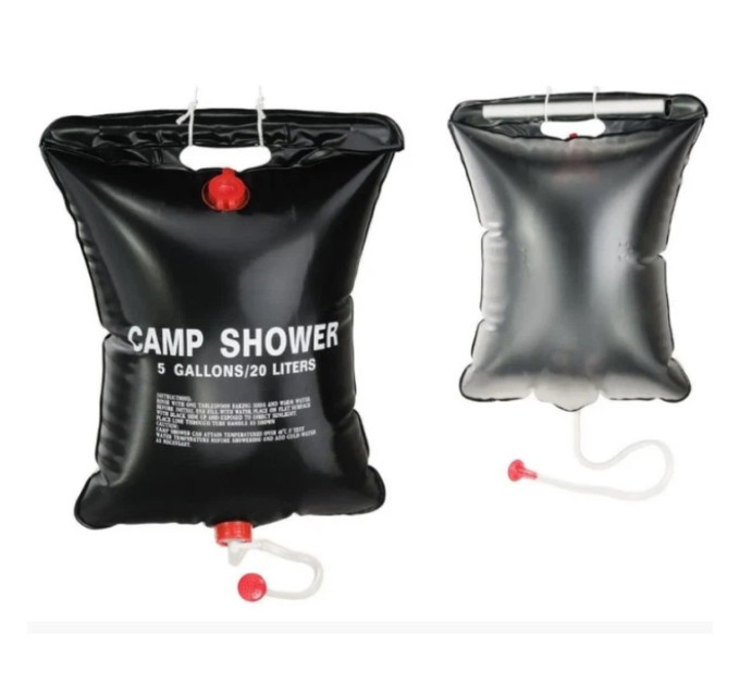 Походный туристический душ 20л 50°C CAMP SHOWER 41x60 см, кемпинговый душ с шнуром и крюком для подверса