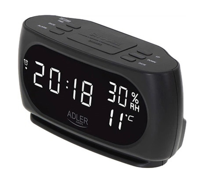 Настільний годинник-будильник Adler AD 1186 Black