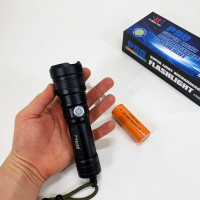 Ручний акумуляторний світлодіодний ліхтар Police X-Balog BL-1827-P90 переносний з USB заряджанням оптичним зумом і металевим корпусом + ремінець на руку