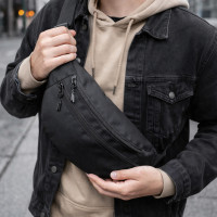 Чоловіча/жіноча бананка з Cordura 1000D, чорна, 3 відділення, водовідштовхувальна