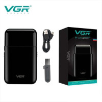 Аккумуляторная мужская мини электробритва VGR V-390 для бритья бороды и усов шейвер Black
