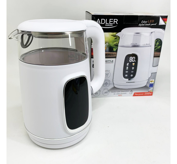 Чайник електричний Adler AD 1305 1.7Л 2200Вт White Silver
