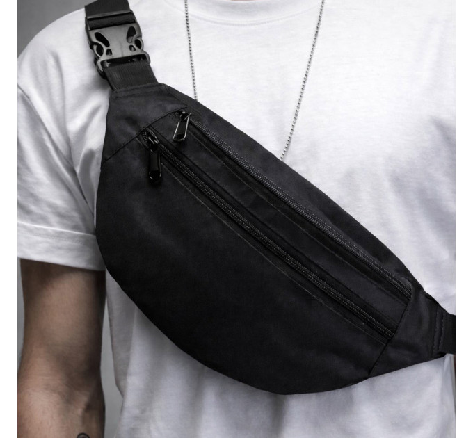 Чоловіча/жіноча бананка з Cordura 1000D, чорна, 3 відділення, водовідштовхувальна