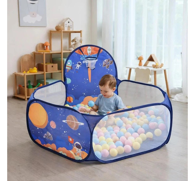 Манеж дитячий ігровий з баскетбольним кільцем 120х75см Blue