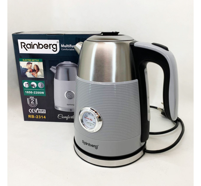 Чайник електричний із датчиком температури Rainberg RB-2314 2200Вт 1.7л Gray