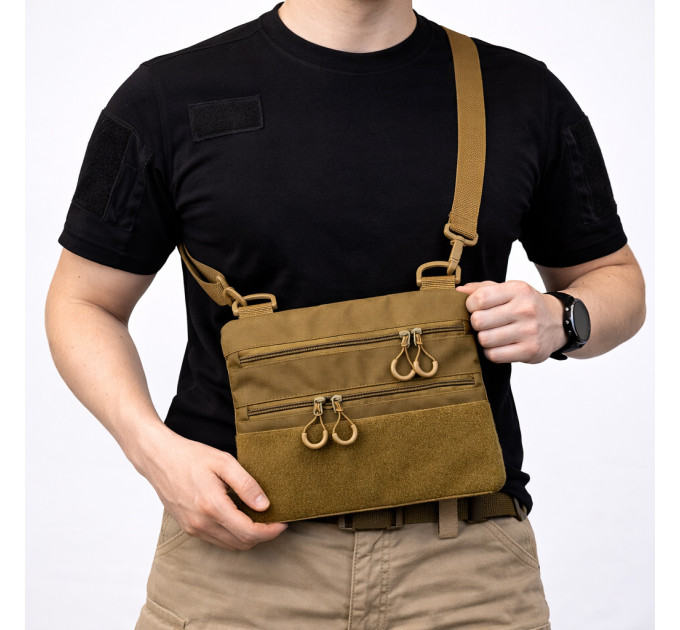 Тактична сумка через плече з панеллю для патчів Cordura койот