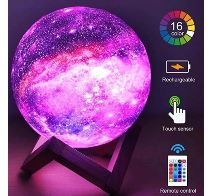 Настільний акумуляторний нічник світильник для дитячої Magic 3D COLOR Moon Light с пультом