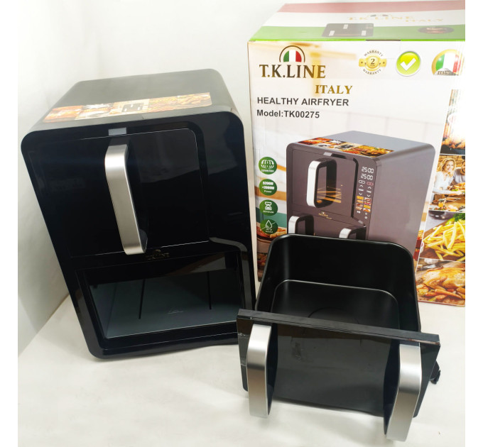Двухкамерная аэрофритюрница T.K.Line TK00275 12л и 6л мощность 5200Вт + 2000Вт