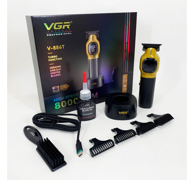 Тример для стрижки волосся VGR V-886T GOLD 8000RPM 4 насадки