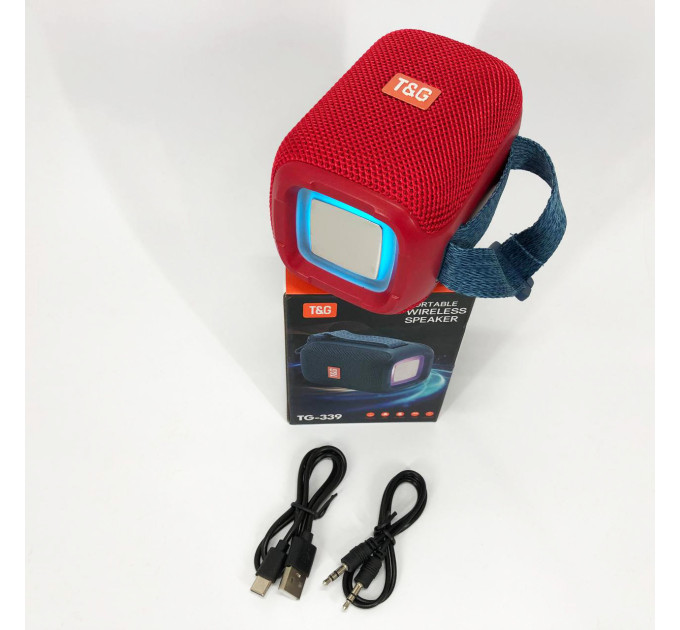 Портативна Bluetooth колонка TG339 5W з RGB підсвічуванням, Гучна блютуз колонка. Колір: червоний