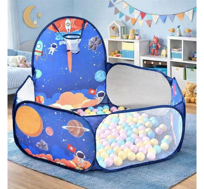 Манеж дитячий ігровий з баскетбольним кільцем 120х75см Blue