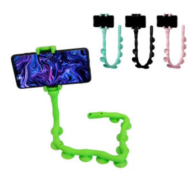 Гибкий держатель для телефона с присосками универсальный Cute Worm Lazy Holder. Цвет: зеленый