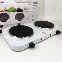 Плита электрическая Suntera DP-1925 2000 Вт, электроплита двухконфорочная настольная White
