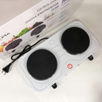 Плита електрична Suntera DP-1925 2000 Вт, електроплита двоконфоркова настільна White