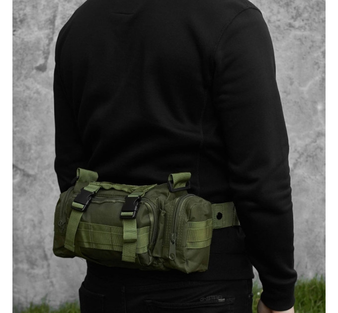 Сумка - підсумок тактична поясна Tactical військова, сумка нагрудна з ременем на плече 5 літрів кордура хакі